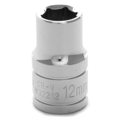 Chrome Socket, 1/2" Drive, 12mm, 6 Point, Shallow