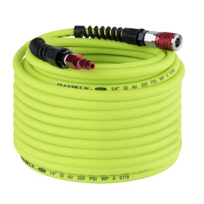 Flexzilla Pro Air Hose, 1/4" x 100', with ColorConnex Coupler and Plug, Type D, Red