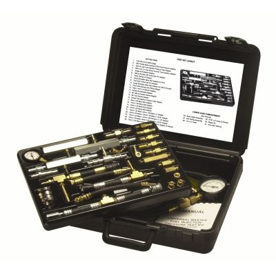 Universal Master Fuel Injector Pressure Test Kit with 3-1/2" Gage and Quick Couplers