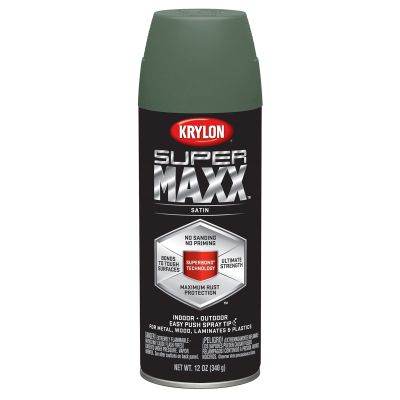 Krylon Supermaxx Paint+Primer; Satin Camp Green; 12 oz. Aerosol
