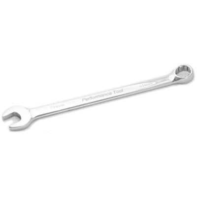 Long Chrome Combination Wrench, 21mm, with 12 Point Box End, Fully Polished, 11-7/8" Long