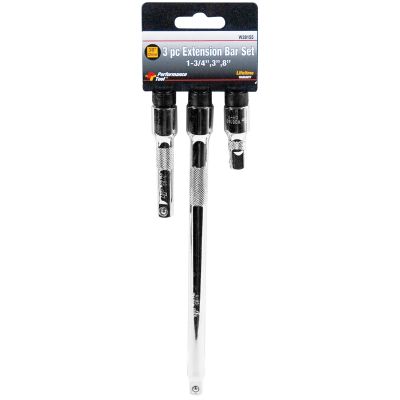 Chrome Extension Set, 3 Piece, 3/8" Drive, with 1-3/4", 3" and 8" Extensions