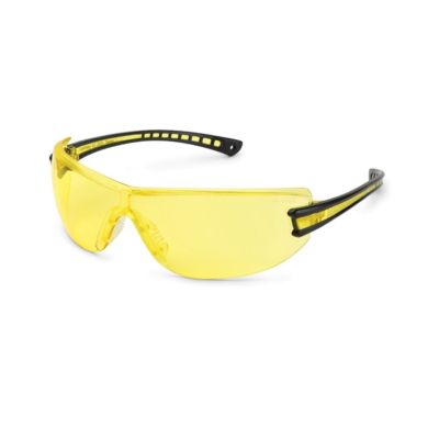 Luminary Safety Glasses, Wraparound Amber Anti-Scratch Lens, Black Temple, Lightweight