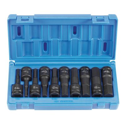 GRE1498MH image(0) - 10 PC 1/2 DRIVE METRIC HEX DRIVER SET