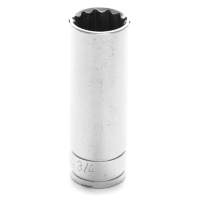 Chrome Socket, 1/2" Drive, 3/4", 12 Point, Deep