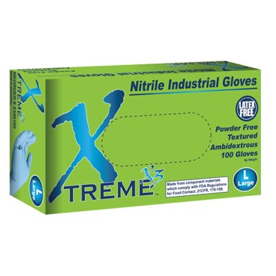 L Xtreme X3 Powder Free Textured Blue Nitrile