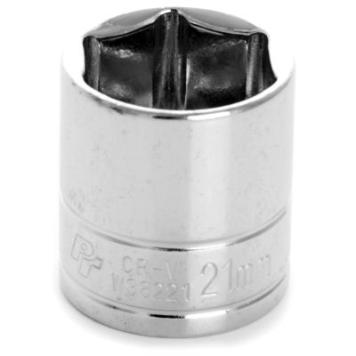 Chrome Socket, 3/8" Drive, 21mm, 6 Point, Shallow