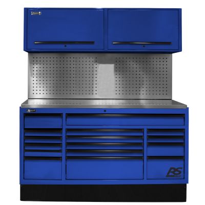 72 in. CTS Centralized Tool Storage with Tool Board Back Splash Set, Blue