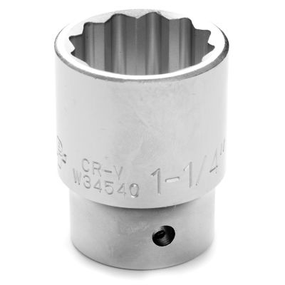 Chrome Socket, 3/4 Drive, 1-1/4", 12 Point, Shallow
