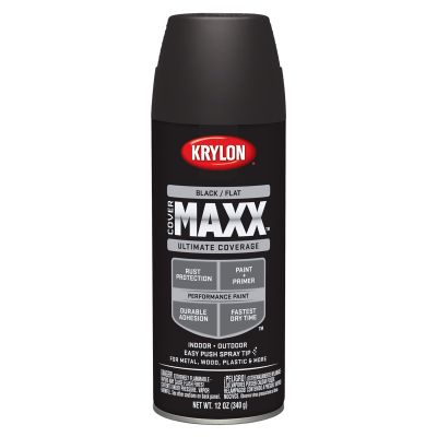 Krylon Covermaxx Paint+Primer; Flat Black; 12 oz. Aerosol