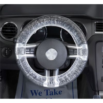 Dbl Band 24" Steering Wheel Covers, Clear Plastic (100 pk.)