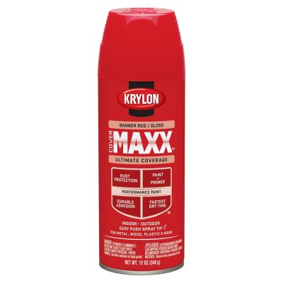 Krylon Covermaxx Paint+Primer; Gloss Banner Red; 12 oz. Aerosol