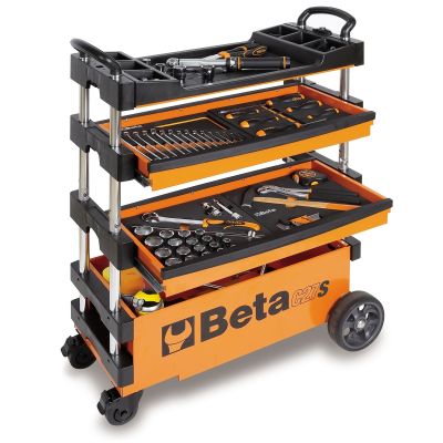 Folding Mobile Tool Cart, Orange