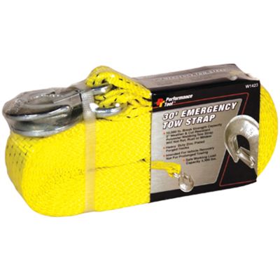 Performance Tool 2 in. x 30 ft. Emergency Tow Strap, 10,000 lbs. Capacity