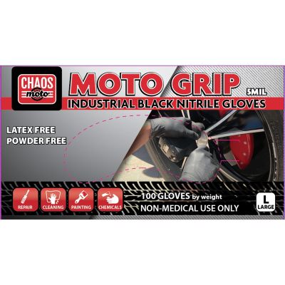 MOTO GRIP Nitrile 5mil Gloves, Large, Black (100 Pk.)