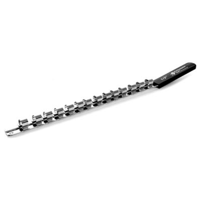 Metal Socket Rail, 1/2" Drive, Fourteen Pegs, 18" Long, with Soft Grip Handle