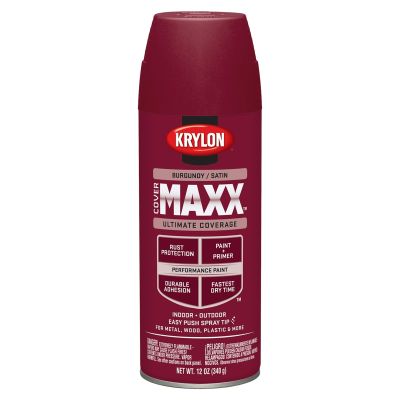 Krylon Covermaxx Paint+Primer; Satin Burgundy; 12 oz. Aerosol