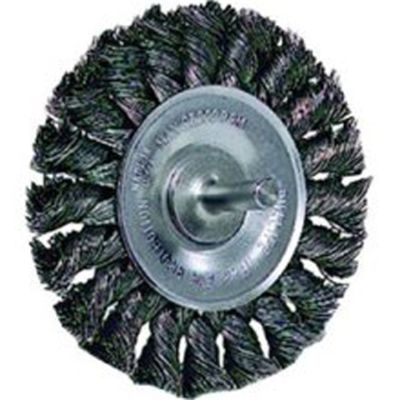 Wire Wheel, 4" Diameter, .014 Knotted Wire, 1/4" Round Stem, 20,000 RPM Max