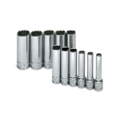 11 Piece 1/4" Drive 12 Point Metric Deep Socket Set