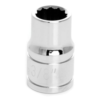 Chrome Socket, 3/8" Drive, 3/8", 12 Point, Shallow
