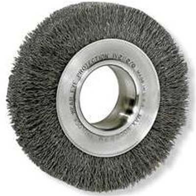 Bench Grinder Wire Wheel, 8" Diameter, .014 Crimped Wire, Medium Face, 2" Arbor, 4,500 RPM Max
