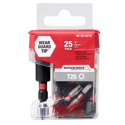 MLW48-32-5016 image(0) - SHOCKWAVE 1" T25 Impact Bit 25PK Tic Tac with Bit Holder