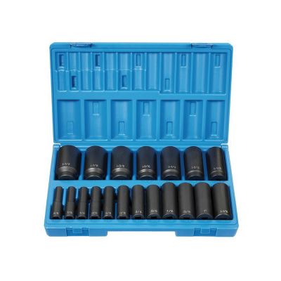 GRE1719D image(0) - 19 PC 1/2"DR 12 POINT DEEP LENGTH FRACTIONAL SET