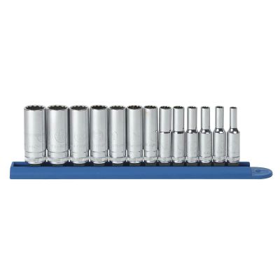 KDT80308 image(0) - 13PC 1/4" DR 12PT DEEP METRIC SOCKET SET