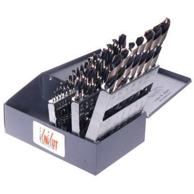 KNK29KK38 image(0) - KnKut 29 Piece Jobber Length Drill Bit Set 1/16"-1/2" by 64ths 3/8" Reduced Shank