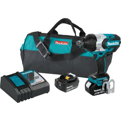 Makita 18V LXT Li-Ion 5.0 Ah Brushless Cordless High Torque 3/4 in. Square Drive Impact Wrench Kit w/ Friction Ring Anvil