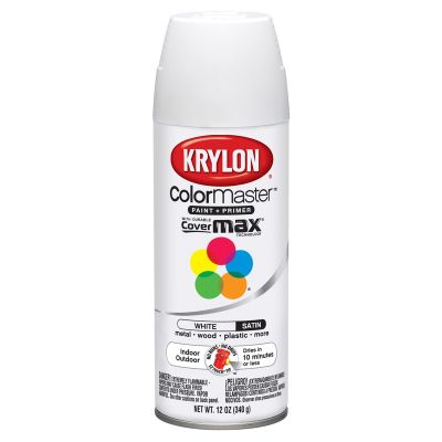 Krylon Colormaster Satin Touch; Satin White; 12 oz. Aerosol