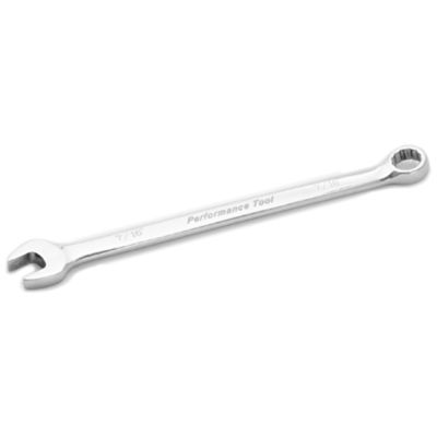 Long Chrome Combination Wrench, 7/16", with 12 Point Box End, Fully Polished, 6-9/16" Long