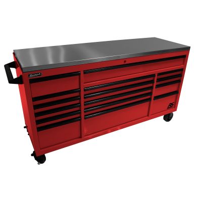 Homak Mfg. 72 in. RS Roller Cabinet, Red, Stainless Steel Top