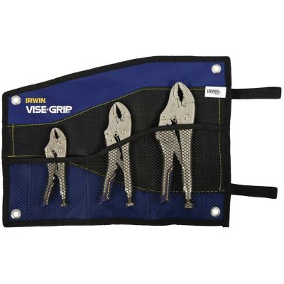 IRWIN VISE-GRIP Locking Pliers, Curved Jaw with Wire Cutters: 5-Inch, 7-Inch & 10-Inch, 3-Pack (IRHT82572)