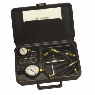 Fuel Injector Pressure Tester with 2 Gauges and Quick Couplers in Storage Case