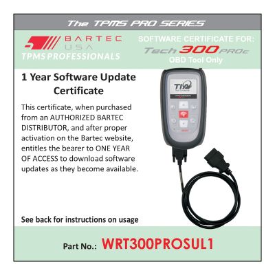 1 Yr software certificate for the Tech300PROC