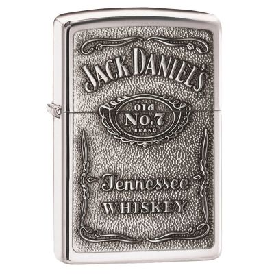 Zippo Jack Daniel's Label-Pewter Emblem, High Polish Chrome