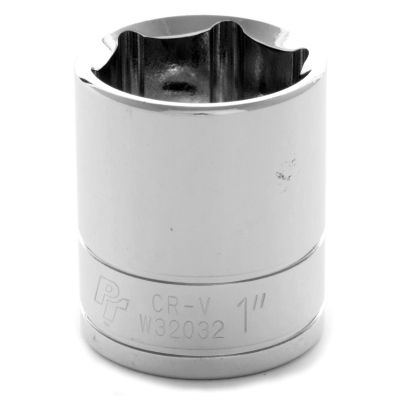 Chrome Socket, 1/2" Drive, 1", 6 Point, Shallow