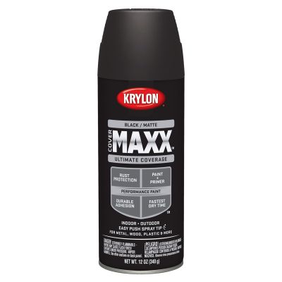 Krylon Covermaxx Paint+Primer; Matte Black; 12 oz. Aerosol