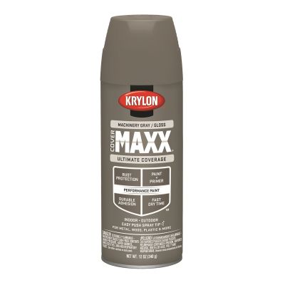 Krylon Covermaxx Paint+Primer; Gloss Machinery Gray; 12 oz. Aerosol
