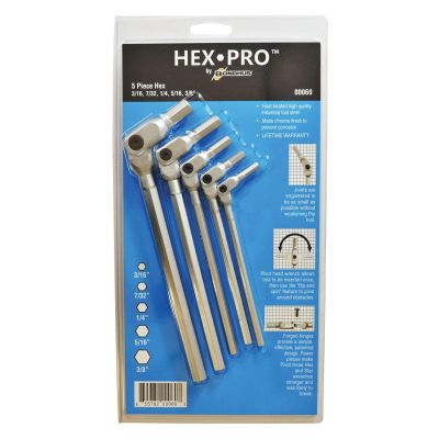 BND00060 image(0) - 5PC HEX PRO PIVOT HEAD INCH HEX WRENCH SET