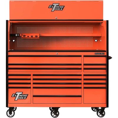 RX 72" Pro Hutch & 19 Drwr Cab Combo, Orange, Blac