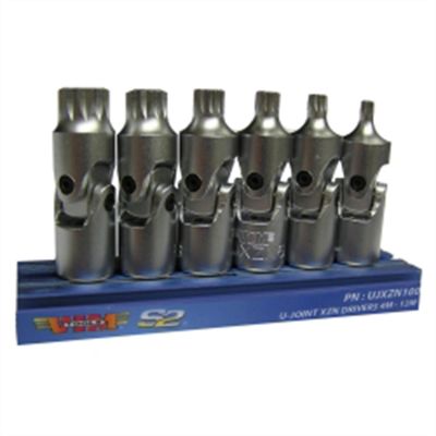 VIMUJXZN100 image(0) - VIM Tools 6-Piece 1/4 in. Drive Universal Joint XZN Triple Square Driver Set
