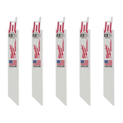 MLW48-00-5182 image(0) - 5-PK OF 6" 14 TPI METAL CUTTING SAWZALL RECIP SAW BLADES