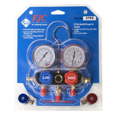 FJC6766 image(0) - R134a Aluminum Block Manifold Gague Set