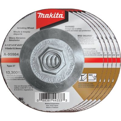 Makita 4-1/2 in. x 1/4 in. x 5/8-11 in. INOX Grinding Wheel (Pack of 5)
