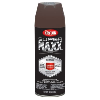 Krylon Supermaxx Paint+Primer; Gloss Leather Brown; 12 oz. Aerosol