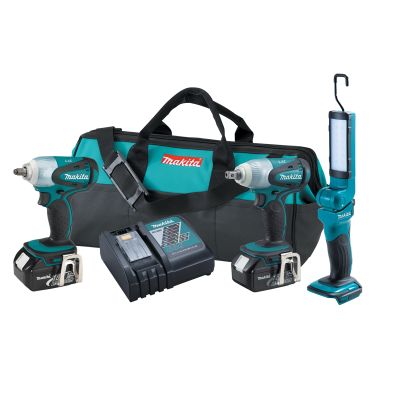 Makita 3-Piece 18V LXT Cordless 1/2 in. Drive Impact Wrench, 3/8 in. Drive Impact Wrench and Flashlight Combo Kit