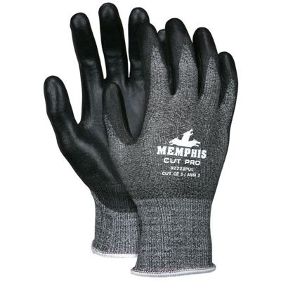 MCR Safety Cut Pro 13 Gauge HyperMax, Shell Black PU Coated Palm and Fingertips