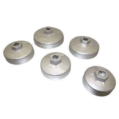 5-pc 1/2" Drive 15-Flute Oil Filter Cap Wrench Set
